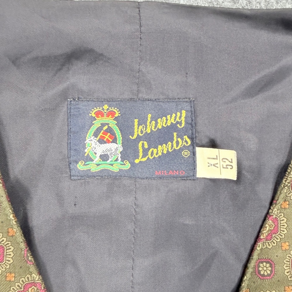 Johnny Lambs Milano Mens XL 52 Olive Green Medallion Quilted Lining Vest - Picture 3 of 8